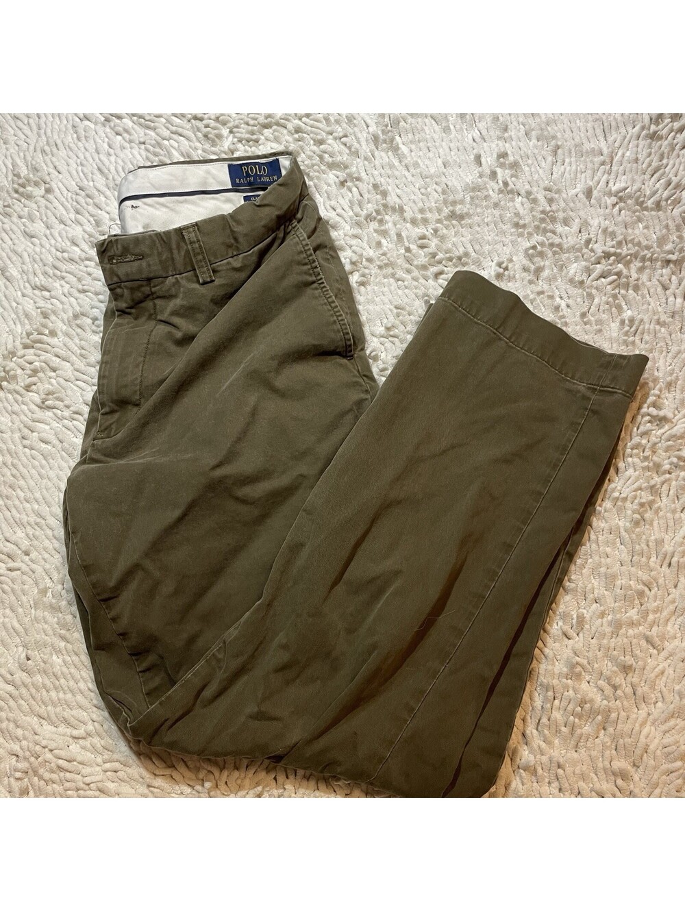Polo Ralph Lauren Chino Classic Fit Stretch Olive Cotton Men 32x28 Preppy